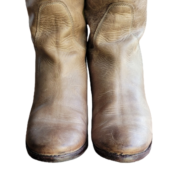 Frye Paige Distressed Tall Riding Boots Taupe, 7.5 - Picture 5 of 8